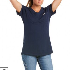 NEW ARIAT REBAR COTTON STRONG V-NECK SHORT-SLEEVE SHIRT Large